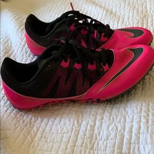 Pink nike track spikes